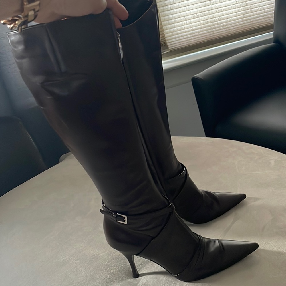 Sergio Rossi knee high brown leather boots size 6.5